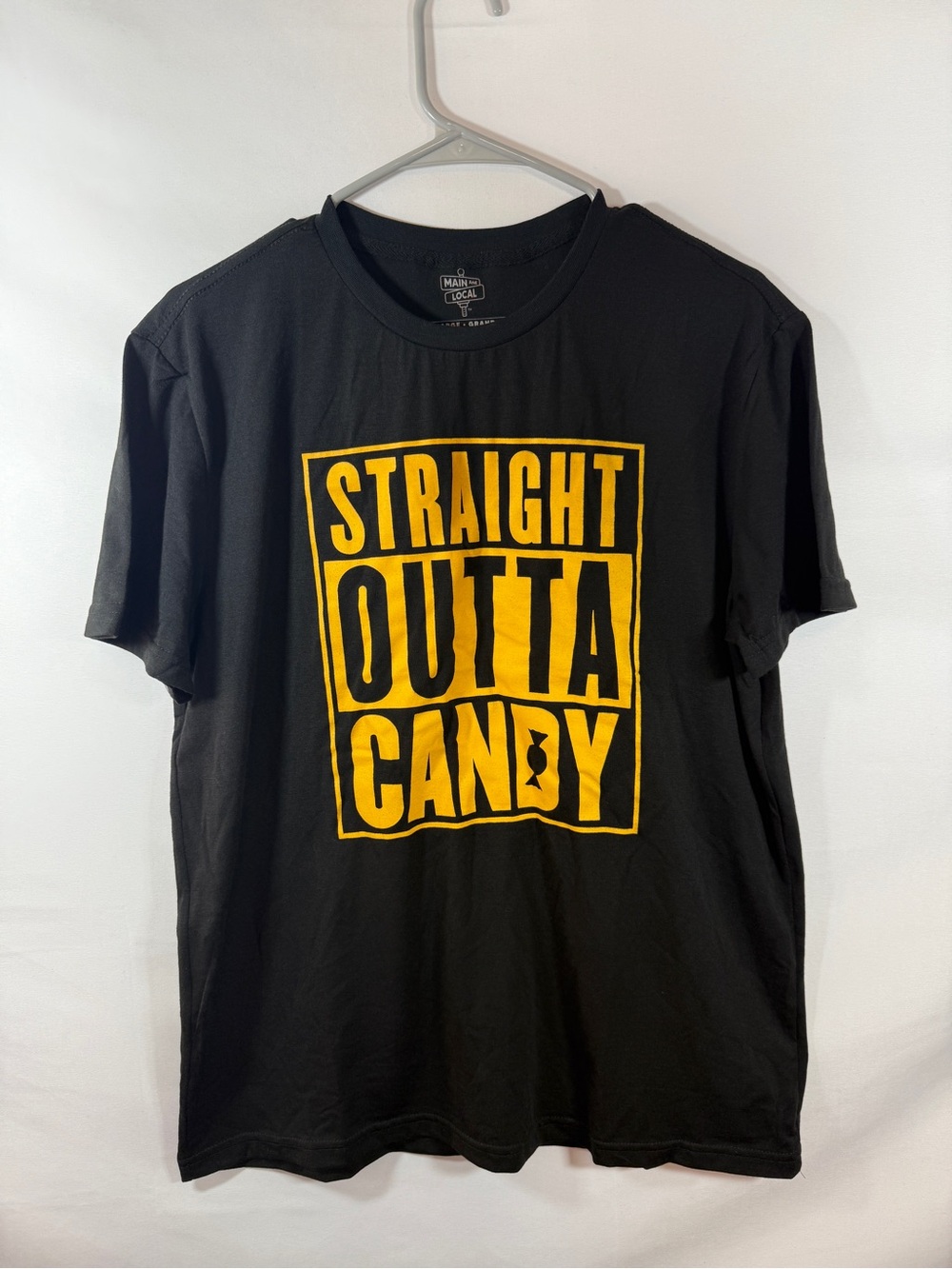 Main And Local Straight Outta Candy T Shirt Adult Large Black Halloween Graphic